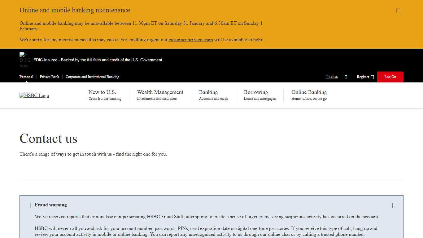 HSBC Contacts & Customer Service - HSBC Bank USA